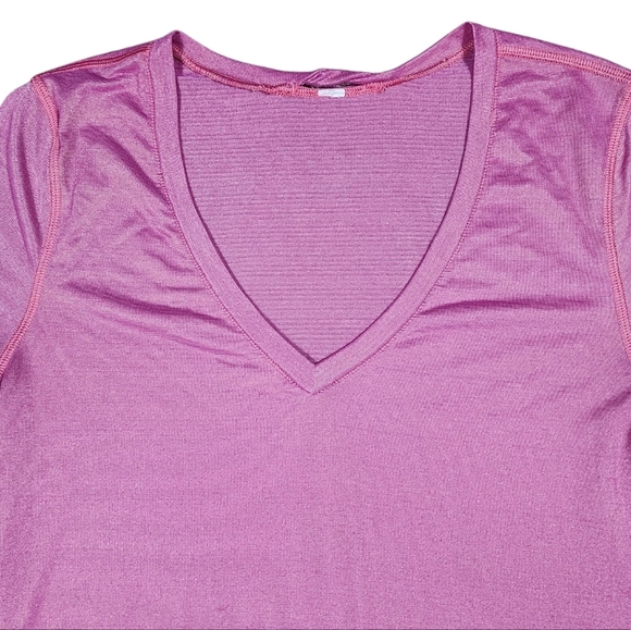 Lululemon What The Sports Tee Womens Size 6 Heathered Jewelled Magenta/Gold - Picture 5 of 12